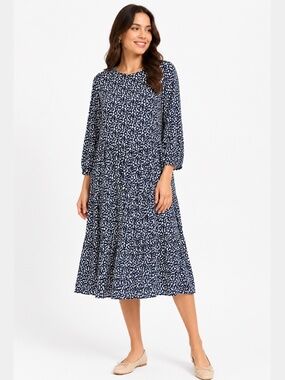 GAP 100% Rayon Tiered Midi Dress Popover w/ Keyhole Back Closure US Sz XXL